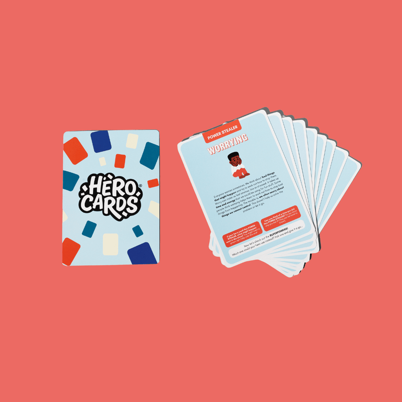 Blue Power Stealer Cards from Hero Cards on a red background